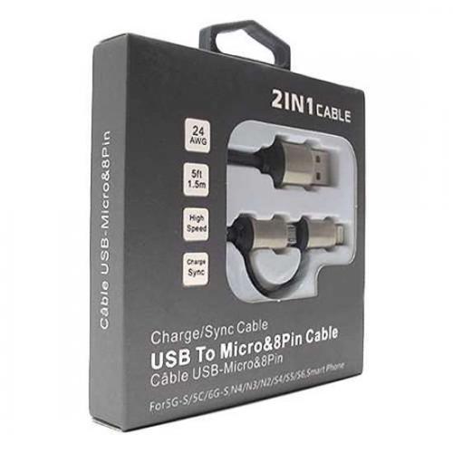 USB data kabl PREMIUM 2in1 1 5m crni preview