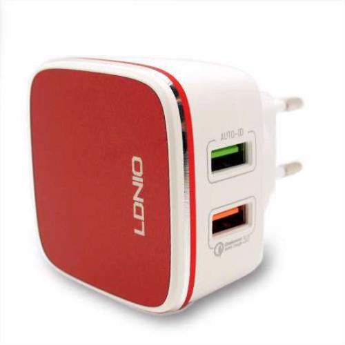Kucni punjac LDNIO A2405Q 2xUSB 5V/2 4A FAST QC 3 0 Type C crveno-beli preview