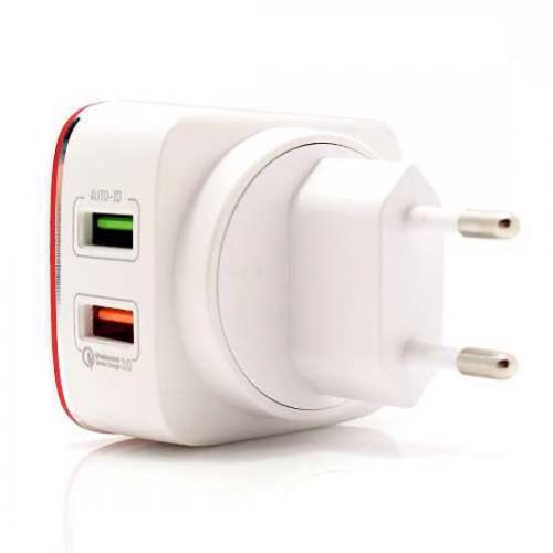 Kucni punjac LDNIO A2405Q 2xUSB 5V/2 4A FAST QC 3 0 Type C crveno-beli preview