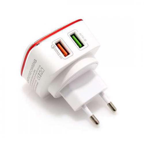 Kucni punjac LDNIO A2405Q 2xUSB 5V/2 4A FAST QC 3 0 Type C crveno-beli preview