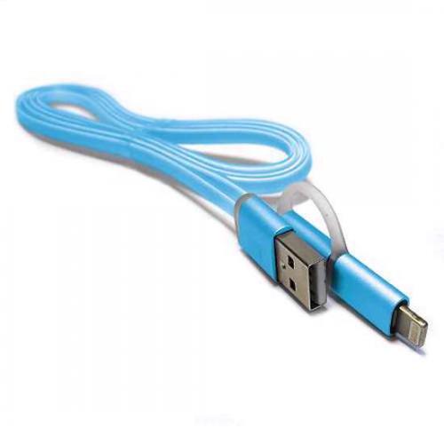 USB data kabl REMAX aurora high speed 2in1 za Iphone lightning/micro USB plavi 1m preview