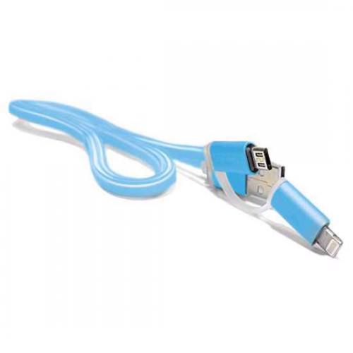 USB data kabl REMAX aurora high speed 2in1 za Iphone lightning/micro USB plavi 1m preview
