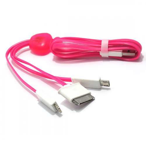 Usb data kabl PERFUME 3IN1 za Iphone 4/lightning/microUSB pink preview