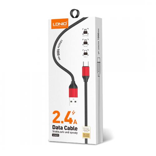 USB data kabl LDNIO LS431 microUSB 1m crno-crveni preview