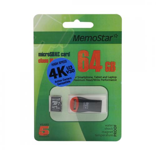Memorijska kartica MemoStar Micro SD 64GB U3 V30 plus USB citac preview