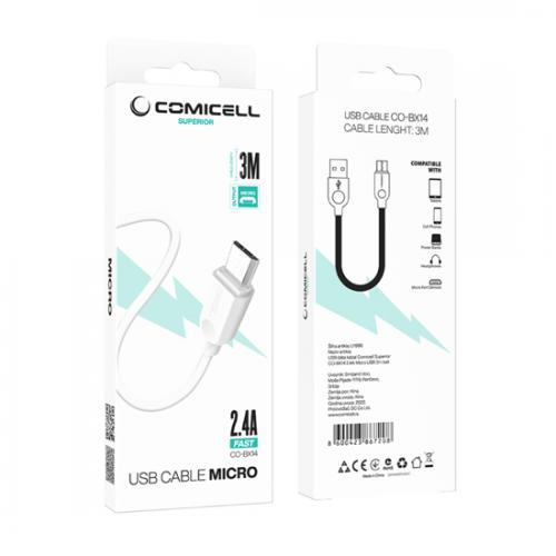 USB data kabl Comicell Superior CO-BX14 2 4A Micro USB 3m beli preview