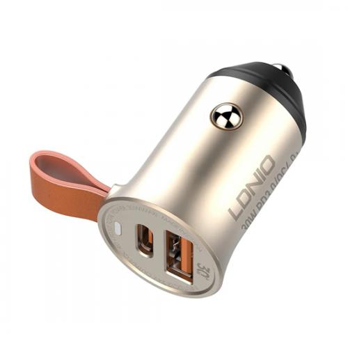 Auto punjac LDNIO C509Q USB plus PD QC4 0 30W plus Type C na lightning kabl zlatni preview