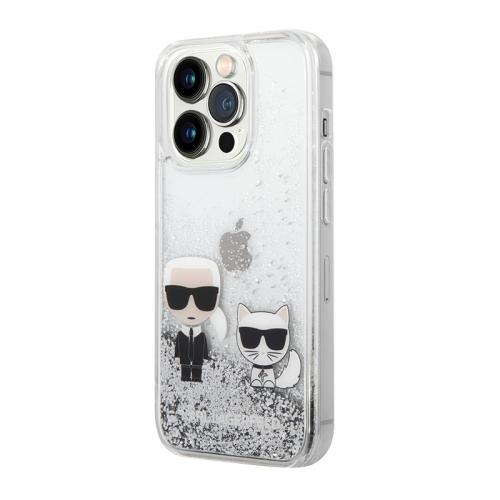 Futrola Karl Lagerfeld Liquid Glitter Case Karl And Choupette za Iphone 14 Pro srebrna Full ORG (KLHCP14LGKCS) preview