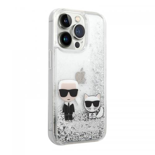 Futrola Karl Lagerfeld Liquid Glitter Case Karl And Choupette za Iphone 14 Pro srebrna Full ORG (KLHCP14LGKCS) preview