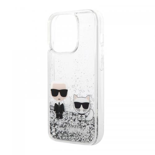 Futrola Karl Lagerfeld Liquid Glitter Case Karl And Choupette za Iphone 14 Pro srebrna Full ORG (KLHCP14LGKCS) preview