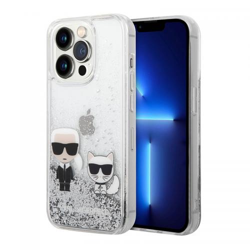 Futrola Karl Lagerfeld Liquid Glitter Case Karl And Choupette za Iphone 14 Pro srebrna Full ORG (KLHCP14LGKCS) preview