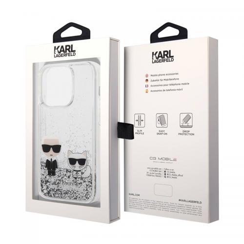 Futrola Karl Lagerfeld Liquid Glitter Case Karl And Choupette za Iphone 14 Pro srebrna Full ORG (KLHCP14LGKCS) preview