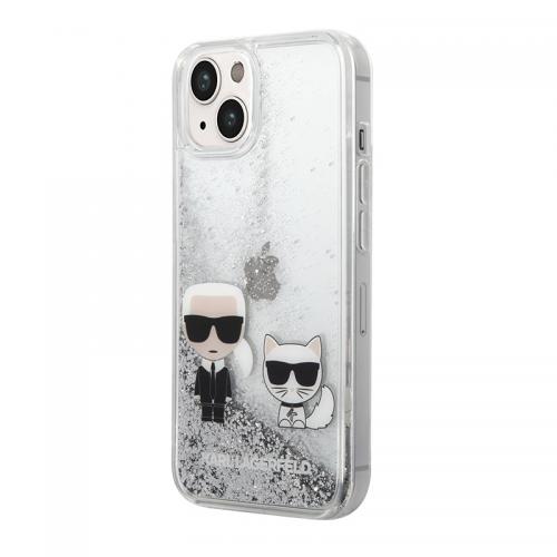 Futrola Karl Lagerfeld Liquid Glitter Case Karl And Choupette za Iphone 14 srebrna Full ORG (KLHCP14SGKCS) preview