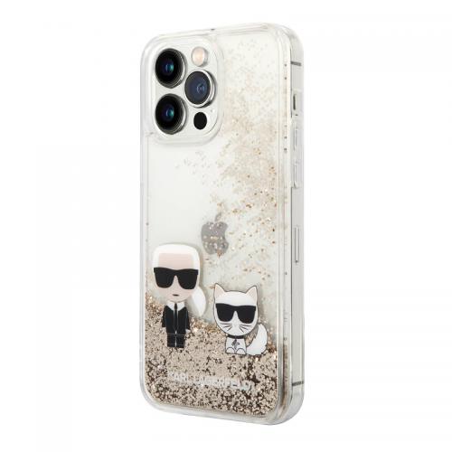 Futrola Karl Lagerfeld Liquid Glitter Case Karl And Choupette za Iphone 14 Pro zlatna Full ORG (KLHCP14LGKCD) preview