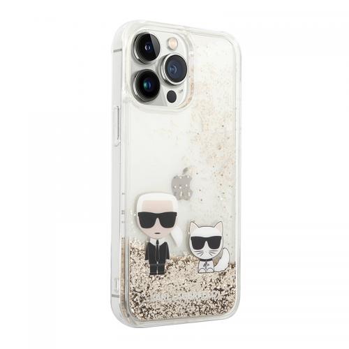 Futrola Karl Lagerfeld Liquid Glitter Case Karl And Choupette za Iphone 14 Pro zlatna Full ORG (KLHCP14LGKCD) preview