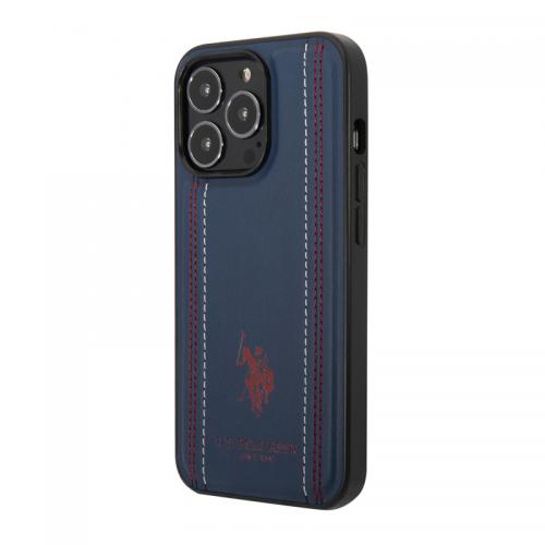 Futrola Polo Leather With Stitched Lines Double Line   Horse Logo za Iphone 14 Pro Max plava Full ORG (USHCP14XPFAV) preview