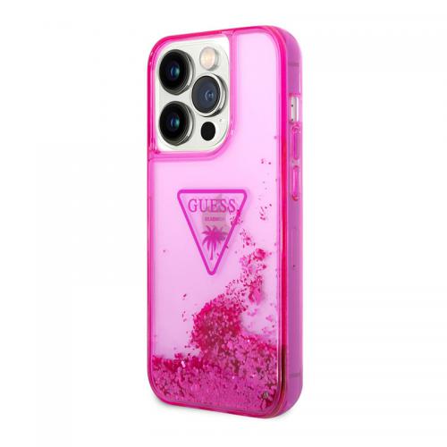 Futrola GUESS Liquid Glitter With Translucent Triangle Logo za Iphone 14 Pro pink Full ORG (GUHCP14LLFCTPF) preview