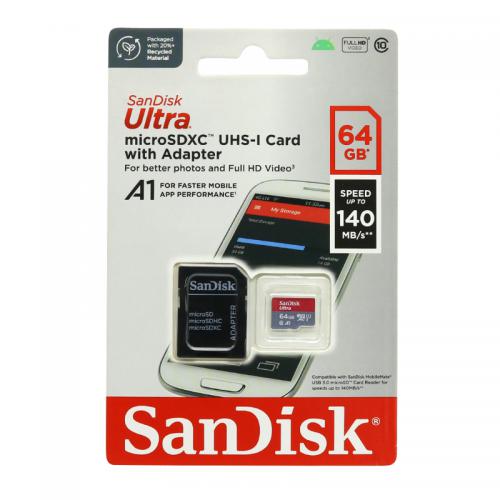 Memorijska kartica SanDisk SDHC 64GB Ultra Micro SD 140MB/s Class 10 sa adapterom (SDSQUAB-064G-GN6MA) preview