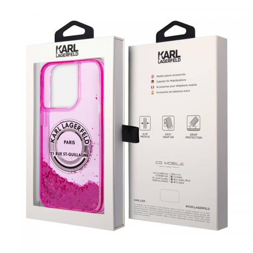 Futrola Karl Lagerfeld Liquid Glitter RSG Hard za Iphone 14 Pro Max pink Full ORG (KLHCP14XLCRSGRF) preview