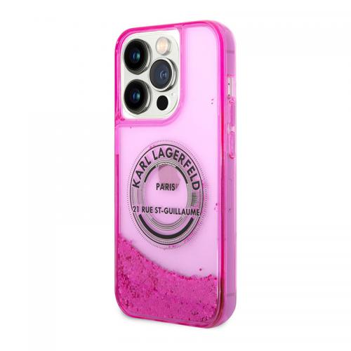 Futrola Karl lagerfeld Liquid Glitter Round Rsg Logo za Iphone 14 Pro pink Full ORG (KLHCP14LLCRSGRF) preview